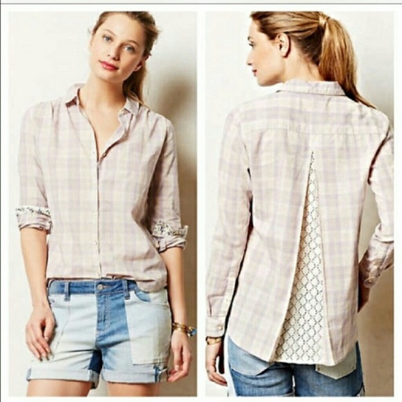 Anthropologie Tops - Anthro Isabella Sinclair Split Back Plaid Shirt